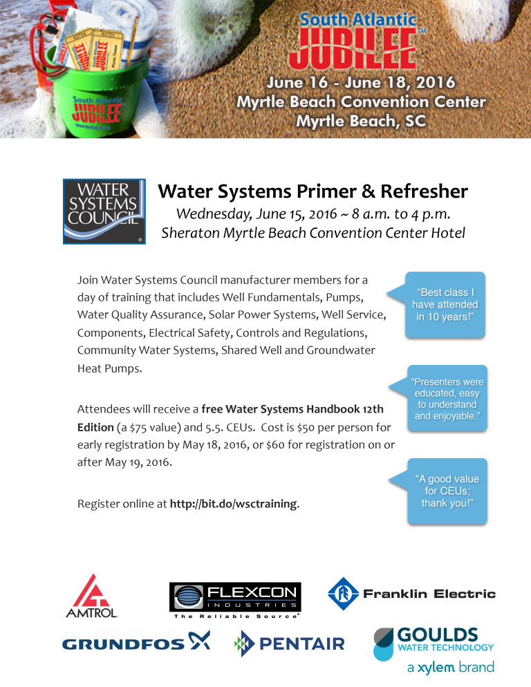 Water Systems Council Primer & Refresher Course – Registration Open!